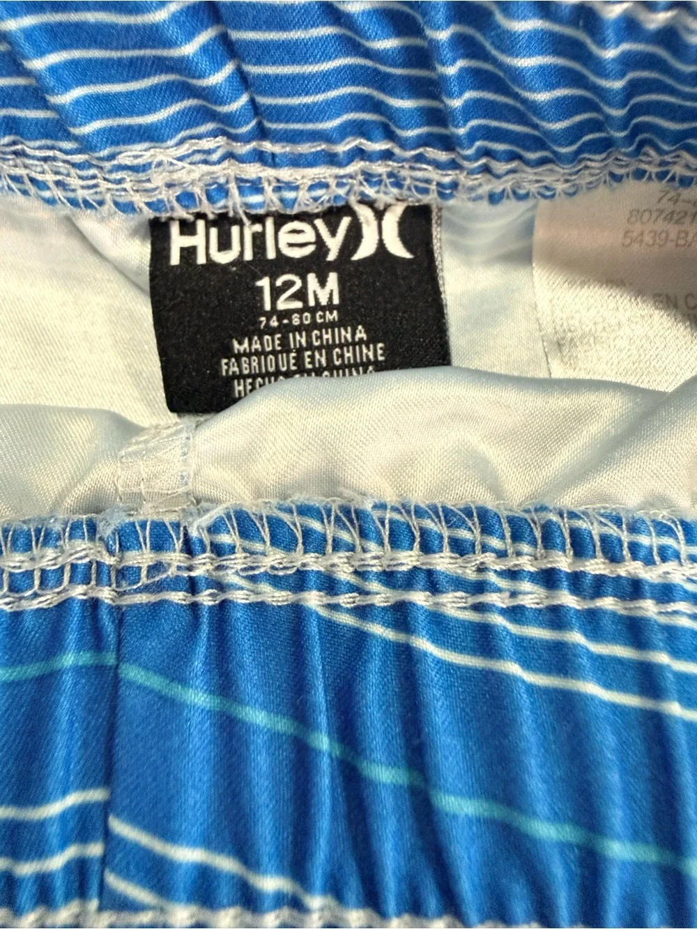 Hurley Blue and White Striped Baby Swim Shorts